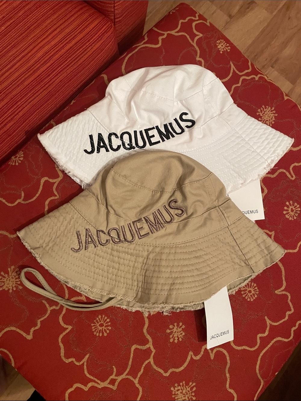Designer style Bucket Hat Set in White and Beige